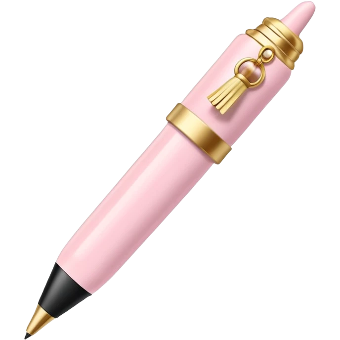 Powder pink pen with tassel at the top, cute  emoji