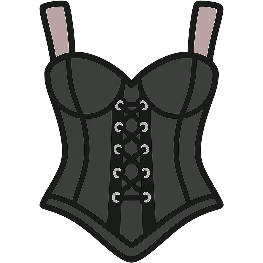 BLACKPINK-inspired gothic corset, no hearts, modern and stylish, black and pink emoji