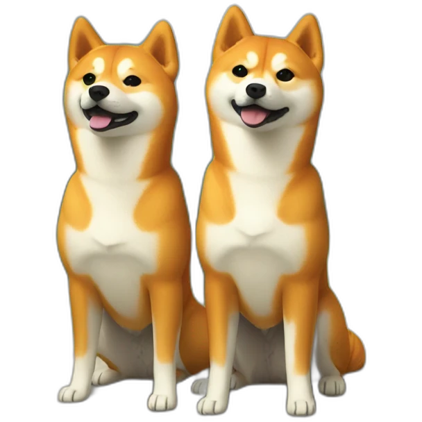 two orange shiba inu dogs standing together emoji
