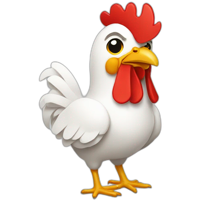 chicken wearing a white shirt with a red diagonal band emoji