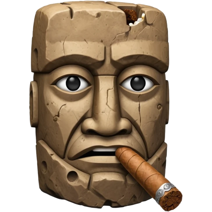 Blocky Easter island head smoking cigar emoji