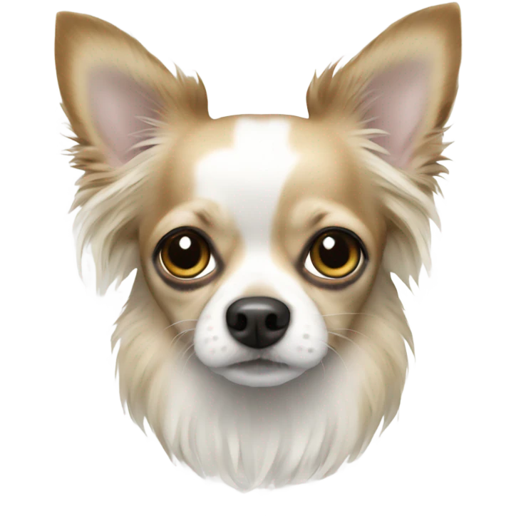 chihuahua white with black spots long haired  emoji