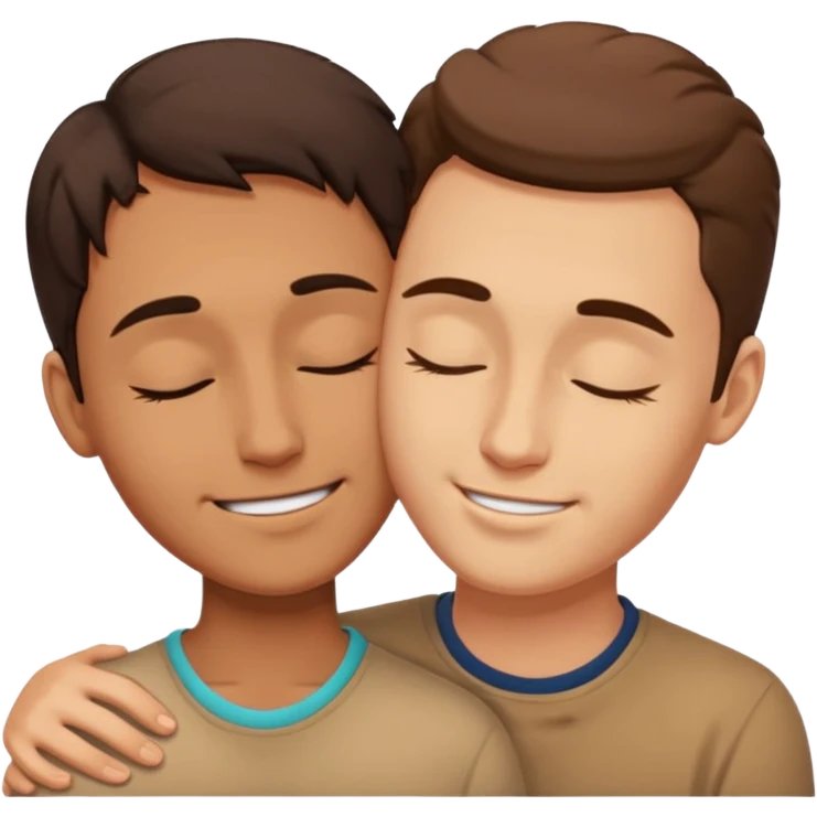 two faces whose forehead are touching another. these two people are in love and close their eyes emoji