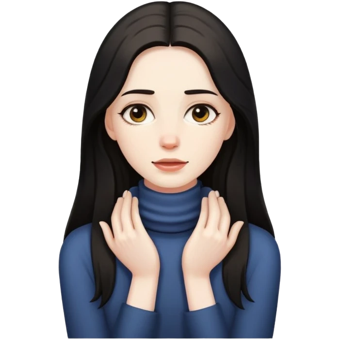 woman with her hands around her neck emoji
