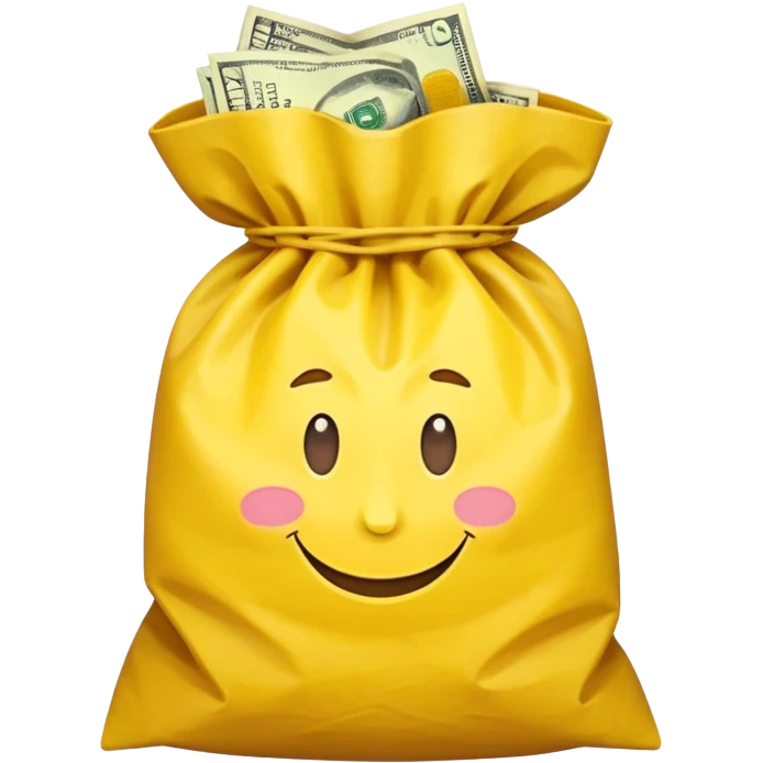 dollars in the yellow bag facing camera emoji