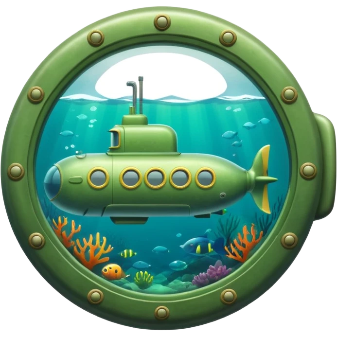 green mini single submarine in cartoon  emoji
