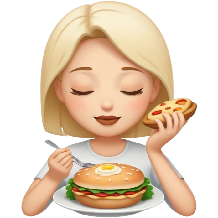 person with closed eyes and blissful expression enjoying delicious food emoji