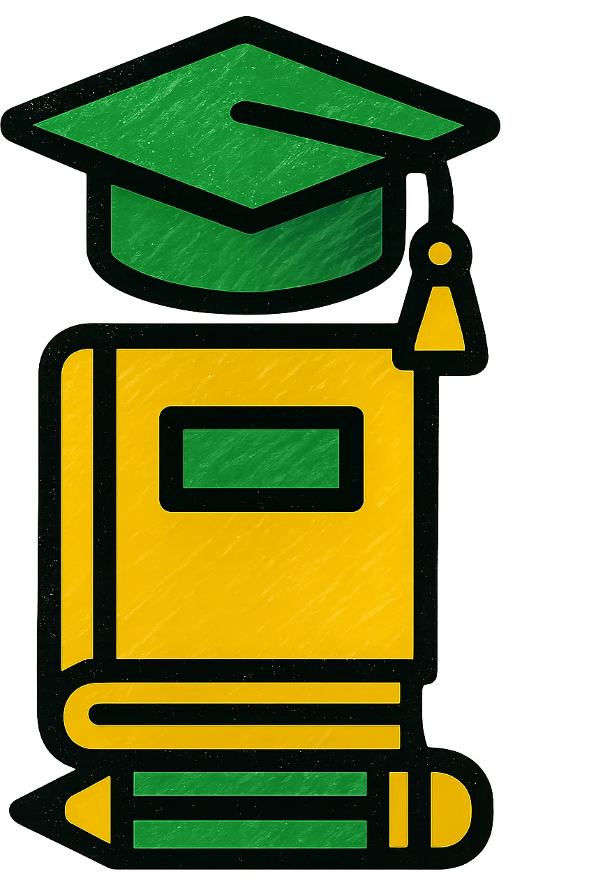 general education icon, professional style, green gold and white color scheme, bold and clear, suitable for digital use, no background emoji