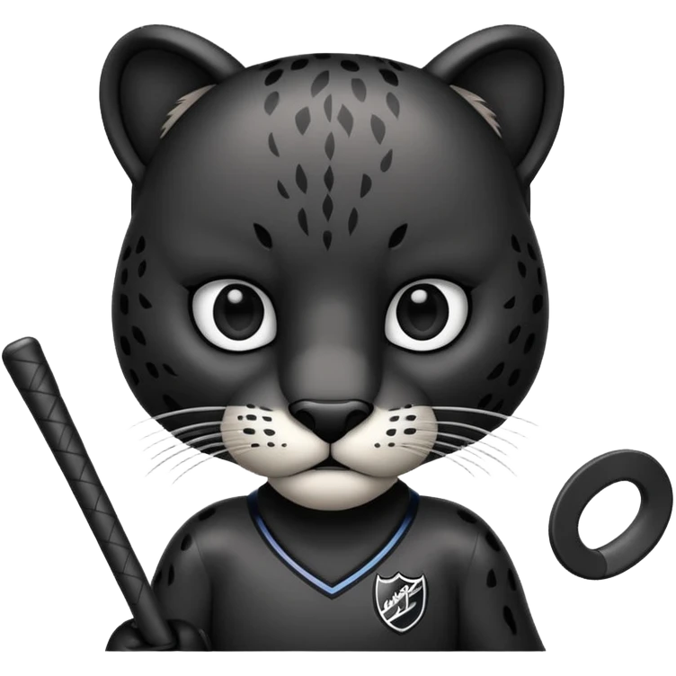 panther mascot with hockey stick emoji