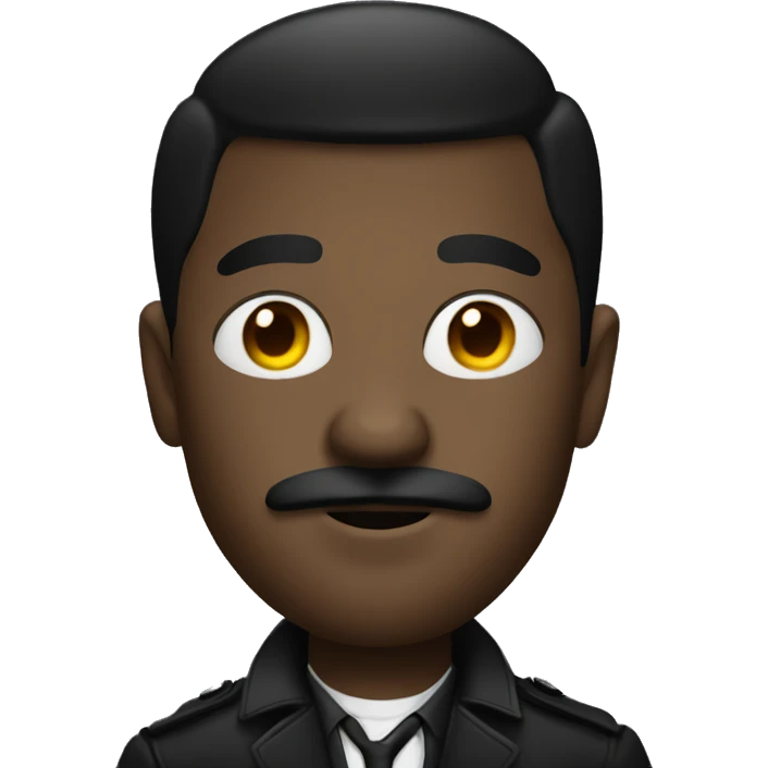 black man with a mustache and nose ring dressed in black as a detective emoji