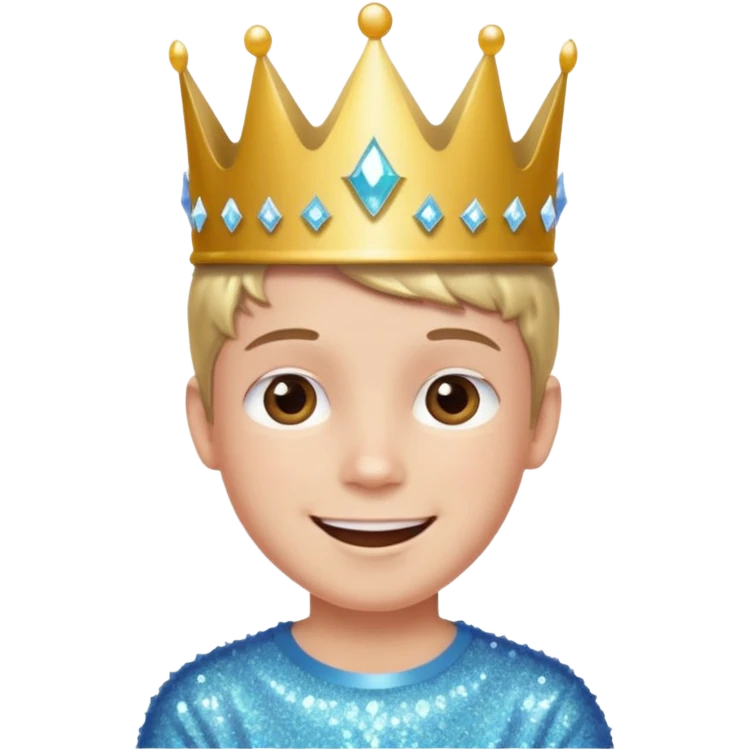 blue Boy glitter crown emoji