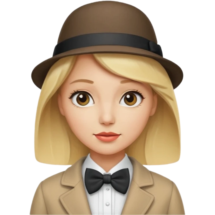 Bow Ties, Coats, and hat, lady, modern, blonde emoji