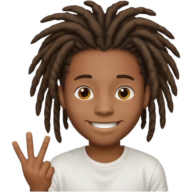 a black boy with a dreadlocks and a white t shirt emoji