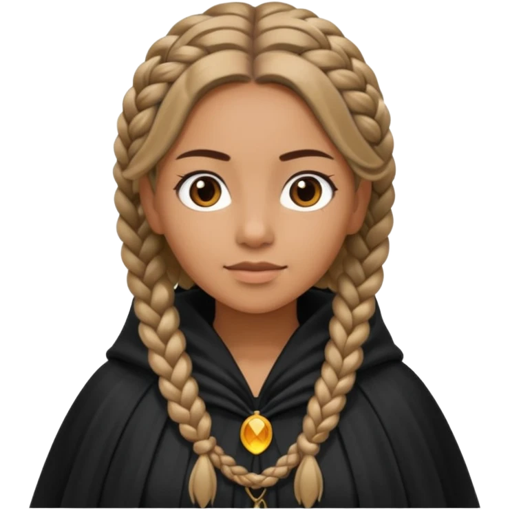 woman with braided hair, cloak emoji