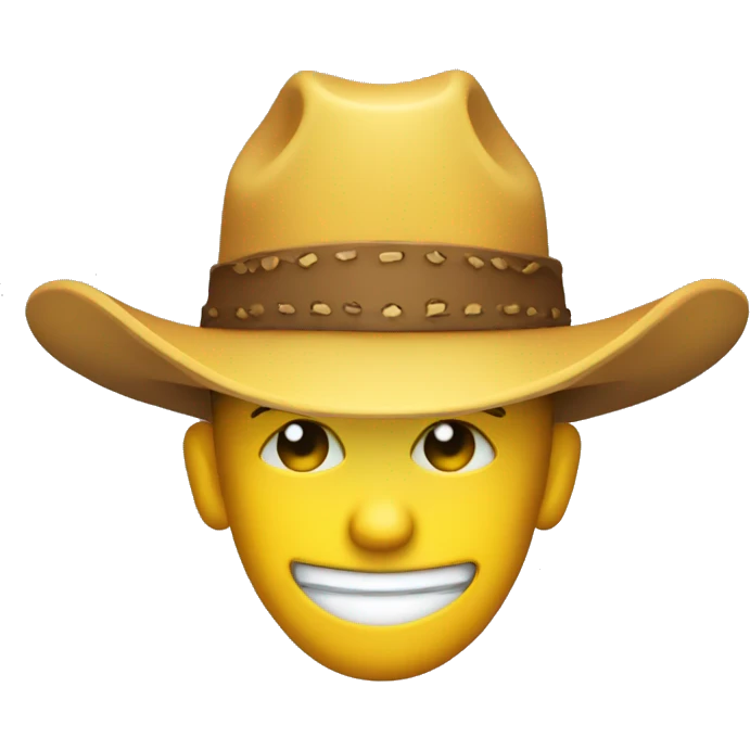 Cowboy hat, winking, yellow face emoji