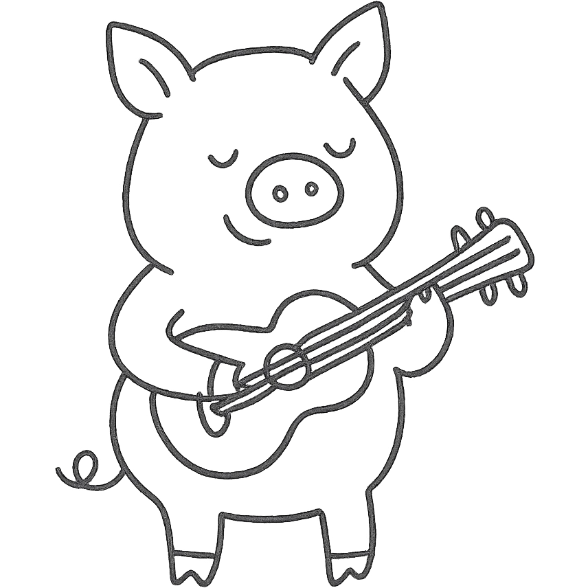 A pig playing music emoji
