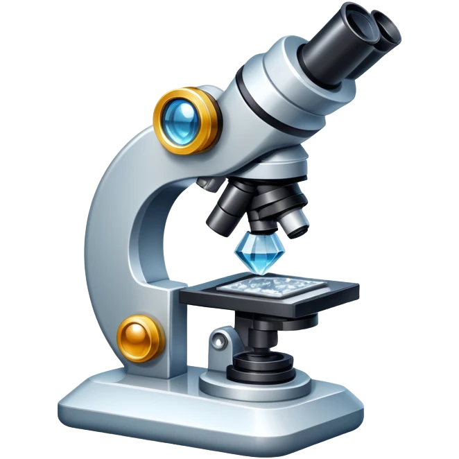 An icon featuring a microscope, a metal alloy, and a crystal structure, symbolizing materials science. The design includes different materials like metals, ceramics, and polymers, representing the study of material properties and innovations. Transparent background highlights material research emoji