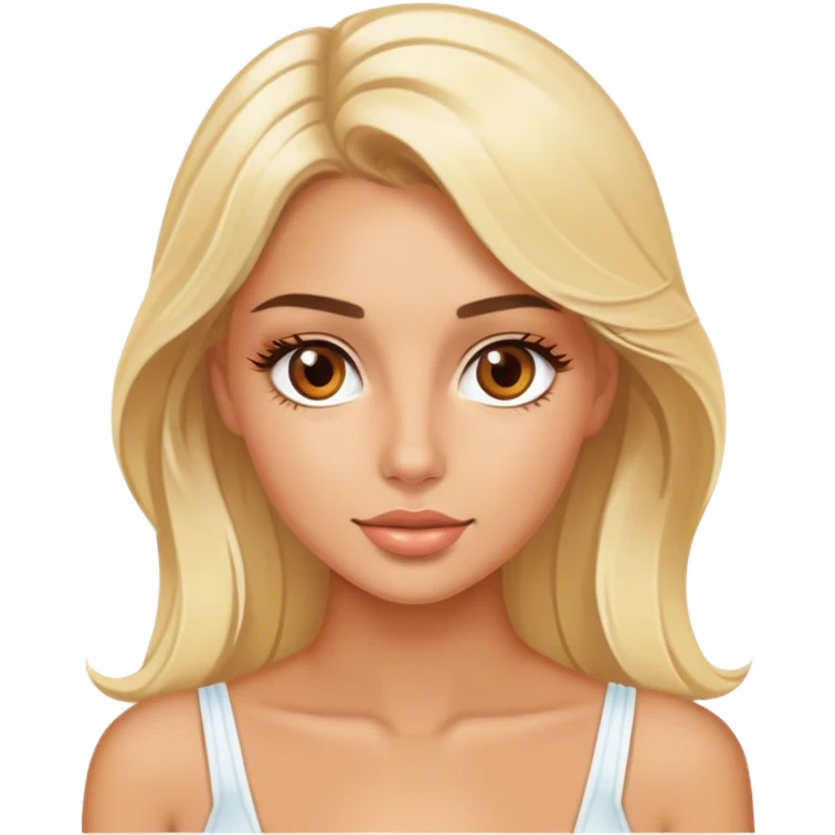 Luxury blonde model, brown eyes, honeymoon emoji