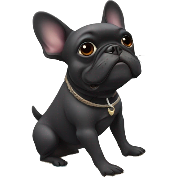 Black French bulldog surfing on a srufboard emoji