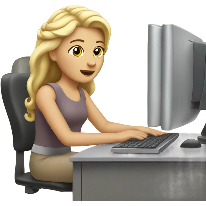 Blonde princess on computer  emoji