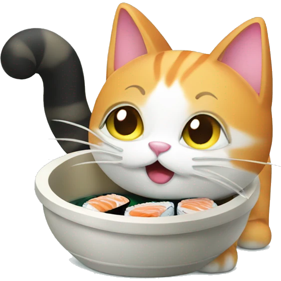 Cat washing sushi emoji