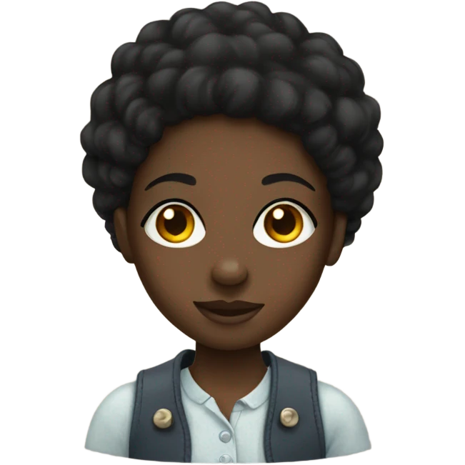 black girl with button eyes  emoji