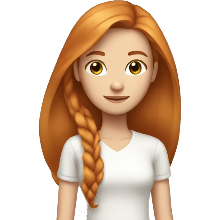 Girl, ginger straight shoulder long straight hair, brown eyes  emoji