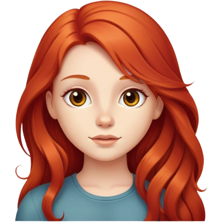 Cute girl with red very long hair  emoji