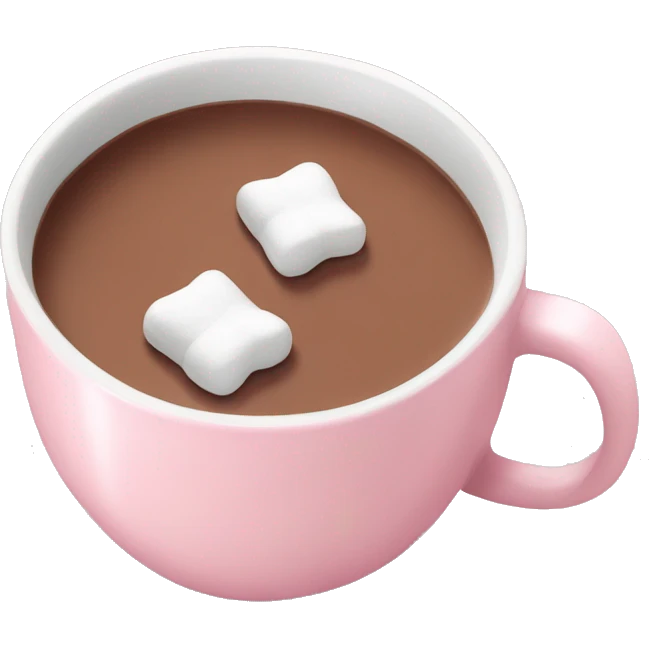 Light Pink mug of hot chocolate with marshmallows  emoji