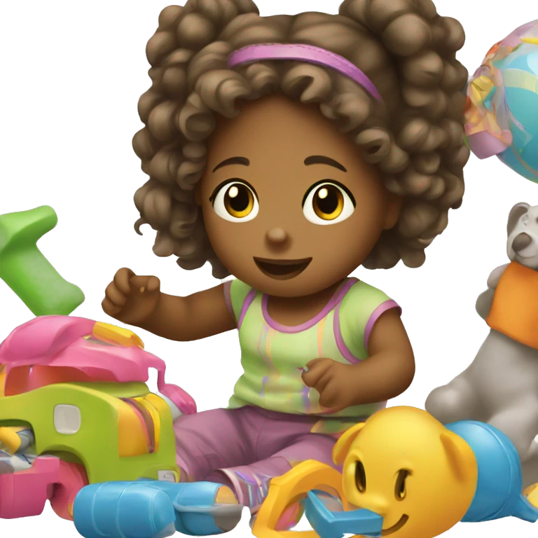 Toddler girl playing with toys  emoji