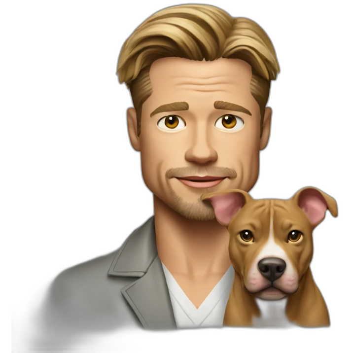 Brad pitt avec un pitt bull emoji