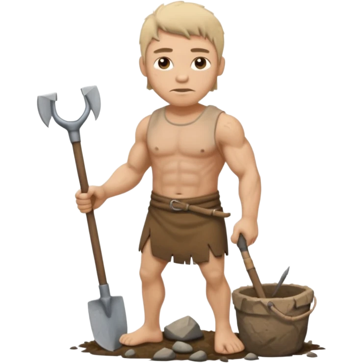 Stone age man  with Hoe Tool emoji
