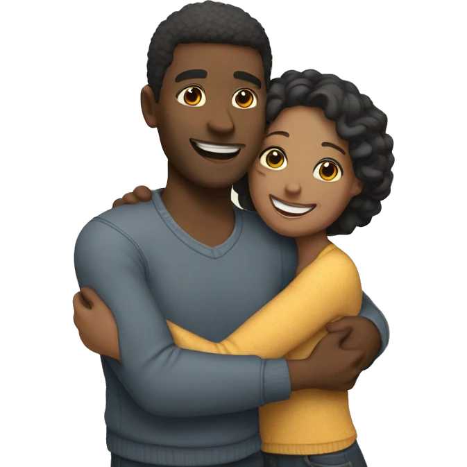 couple hug with warm smiles emoji