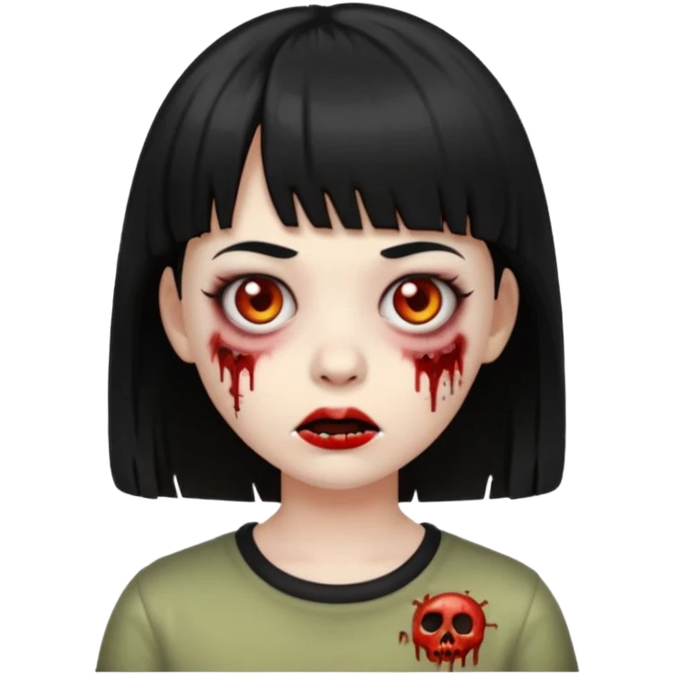 zombie emoji girl with short bangs and black hair emoji