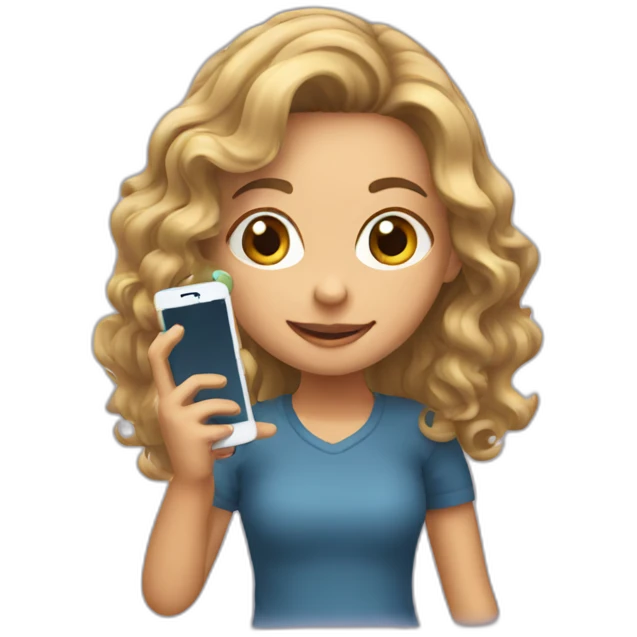 strigth hair withe girl playing with a cellphone emoji