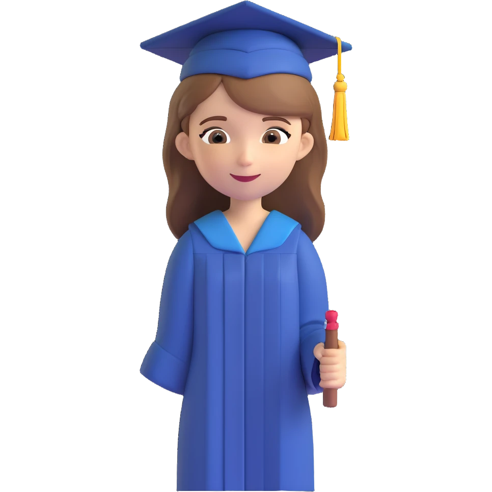 female graduate with graduation cap, light brown hair, fair skin emoji