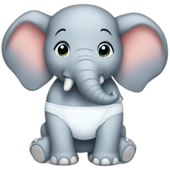 Elephant wearing diaper emoji