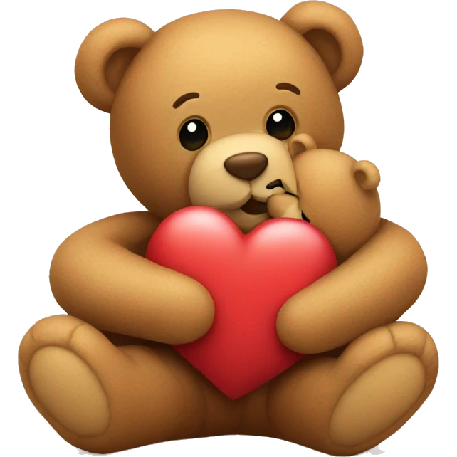 Teddy hugging another teddy with hearts emoji
