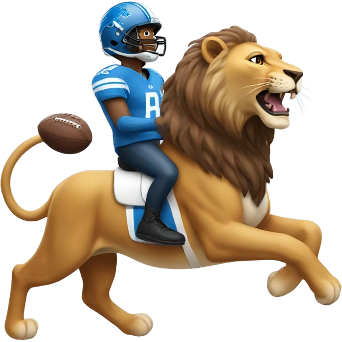 Riding a lion wearing a Detroit Lions helmet  emoji
