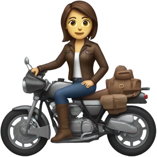 Woman with short brown hair sitting on motorcycle emoji