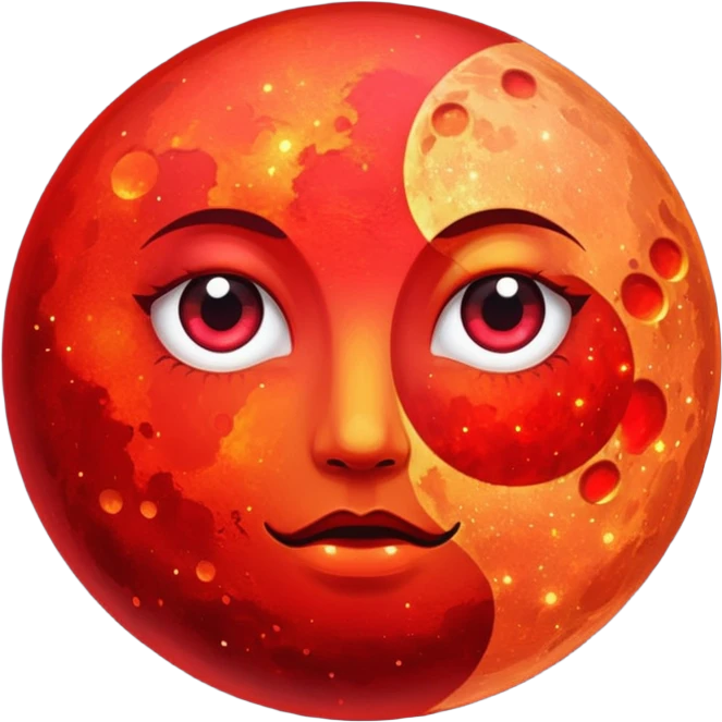 glitter red blood moon emoji