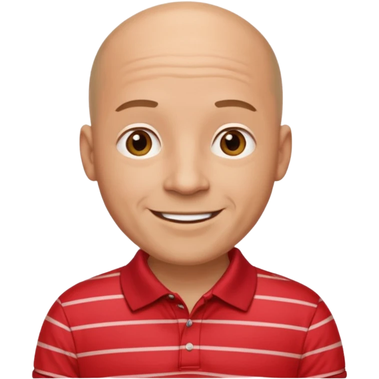 happy bald man with red striped polo emoji