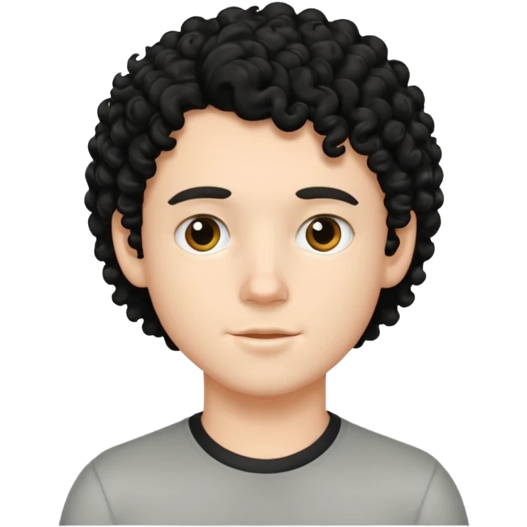 White boy with black curly hair emoji
