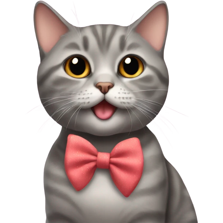 British Short Hair Cat with a bow giving kisses emoji