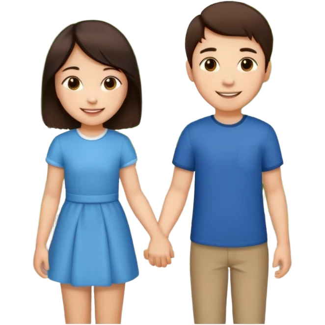 brunette boy holding Asian girl’s hand emoji