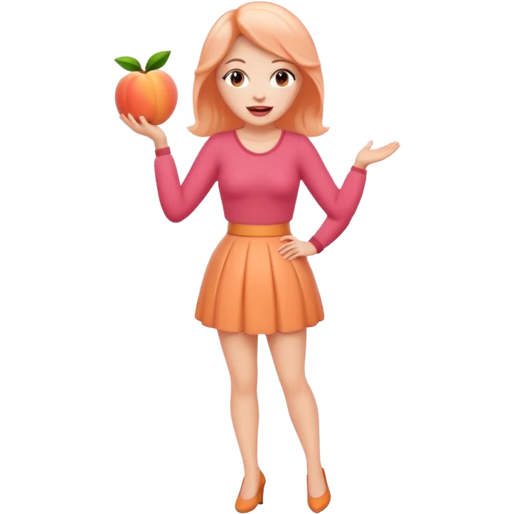 Excited pursed lip full body emoji with peach instead of waist emoji