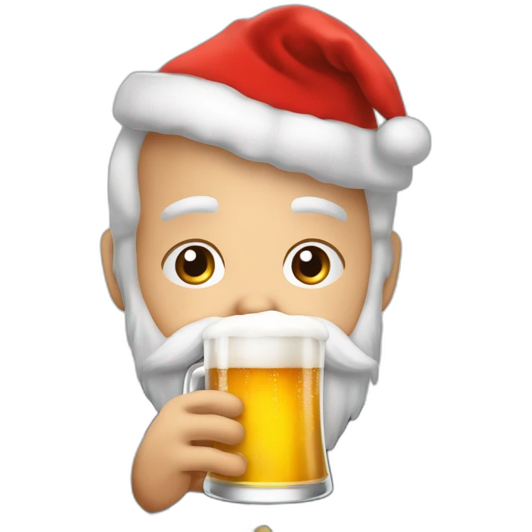 Père Noël qui offre un verre de bière à un enfant comme cadeau emoji