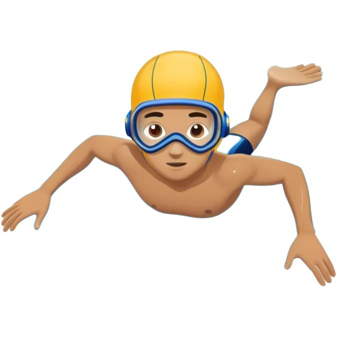 determined pool diver dives into a pool of confidence blue water underneath  emoji