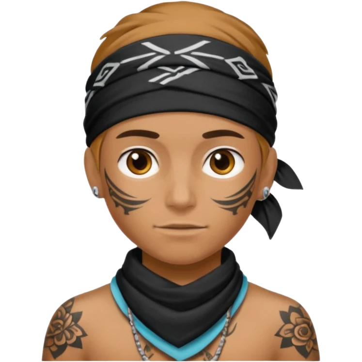 a human with bandana and tattoo emoji