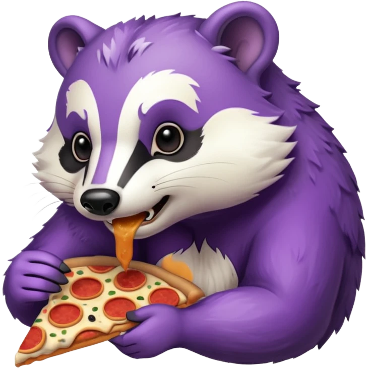badger eating pizza purple and white emoji